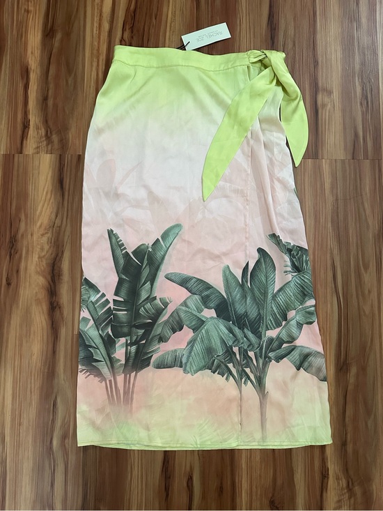 Rachel Zoe Dresses & Skirts - NWT Rachel Zoe Ombre Tropical Palm Tree Printed Satin Effect Wrap Midi Skirt